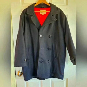Vintage Woolrich double breasted Large man's navy blue peacoat